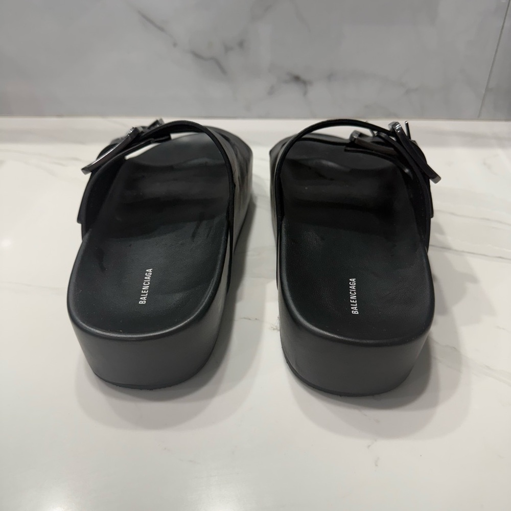 Balenciaga Mallorca Platform Black Leather Sandal Slides - Picture 5 of 7
